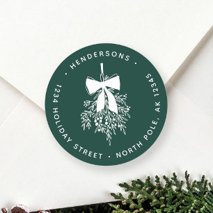 Adesivo Redondo Natal Mistletoon Bough Return Endereço Verde