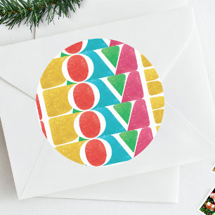 Adesivo Redondo NATAL MODERNO COLORIDO AMOR PAZ ALEGRIA alegre