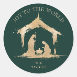 Adesivo Redondo Natal moderno Natividade religiosa Mary & Joseph