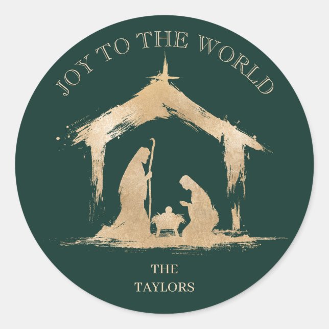 Adesivo Redondo Natal moderno Natividade religiosa Mary & Joseph (Frente)