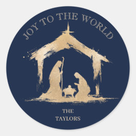 Adesivo Redondo Natal moderno Natividade religiosa Mary & Joseph