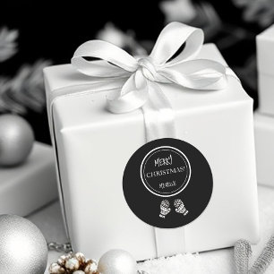 Adesivo Redondo Natal Moderno Preto e Branco Personalizado