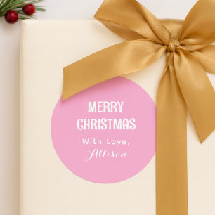 Adesivo Redondo Natal Moderno Simples Minimalista Rosa Elegante