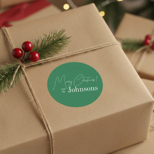 Adesivo Redondo Natal Moderno Verde Família