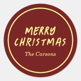 Adesivo Redondo Natal Moderno Vermelho e Amarelo Feriados