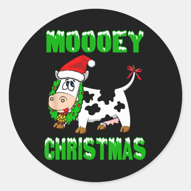 Adesivo Redondo Natal Mooey - Vaca de Natal (Frente)