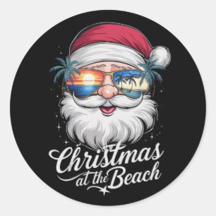 Adesivo Redondo Natal na Praia Férias de Verão no Havaí