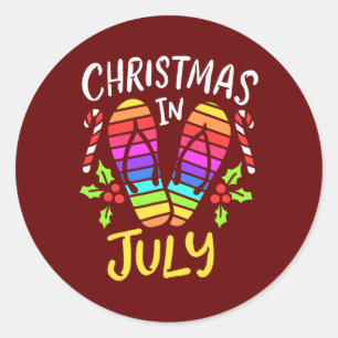 Adesivo Redondo Natal Nas Férias Do Verão De Julho