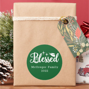 Adesivo Redondo Natal Natividade Bendito Verde e Branco