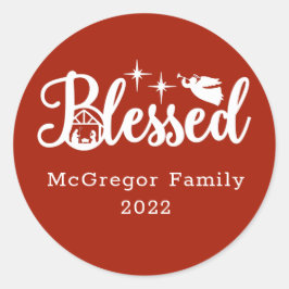 Adesivo Redondo Natal Natividade Bendito Vermelho e Branco