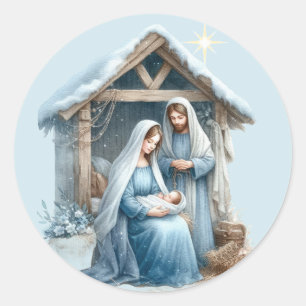 Adesivo Redondo Natal Natividade Menino Jesus Férias de Inverno