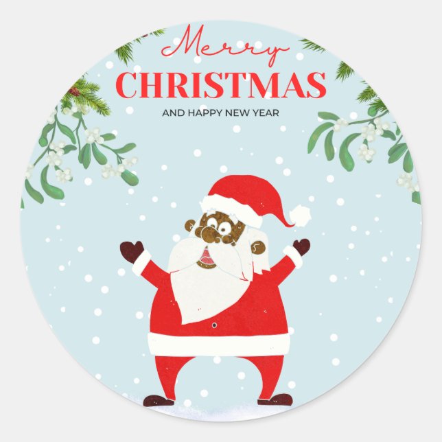 Adesivo Redondo Natal negro afro-americano (Frente)