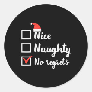 Adesivo Redondo Natal Nice Naughn No Lamenta Lista De Xmas Engraça