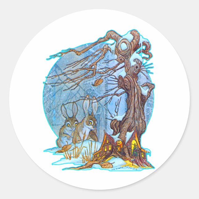 Adesivo Redondo Natal no Elf Hall Sticker (Frente)