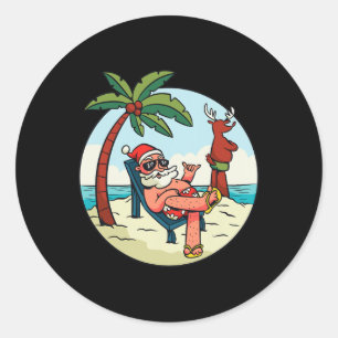 Adesivo Redondo Natal No Natal Da Praia Em Julho