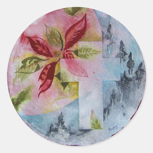 Adesivo Redondo Natal no Red Sticker (Frente)