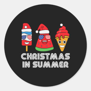 Adesivo Redondo Natal no Verão Festa de Papai Noel no Verão