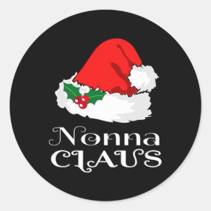 Adesivo Redondo Natal Nonna Claus Correspondendo Pajama Santa Hat