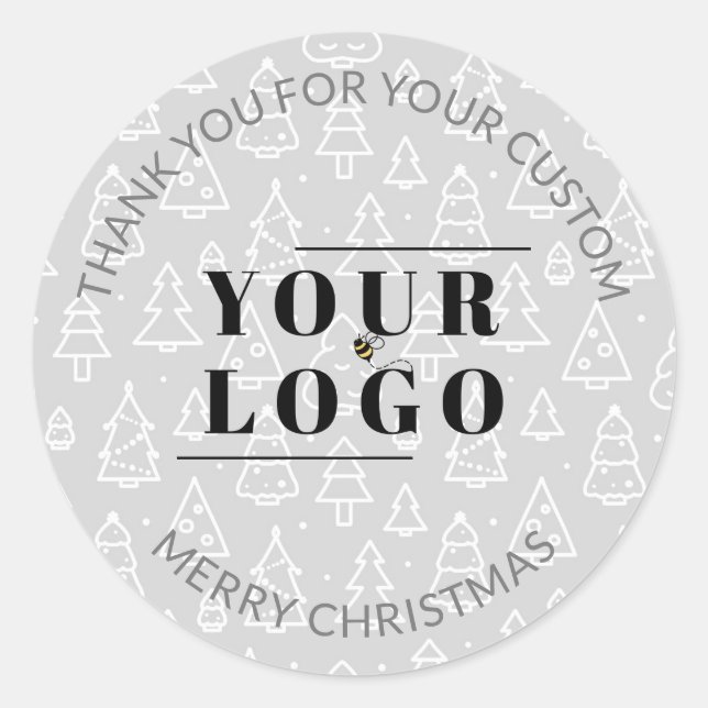 Adesivo Redondo Natal Obrigado Pequena empresa Personalizar meu lo (Frente)