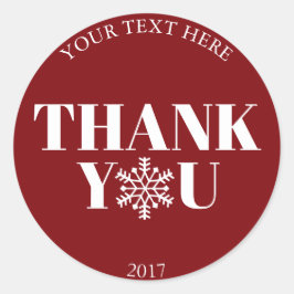 Adesivo Redondo Natal Obrigado Snowflake Red White
