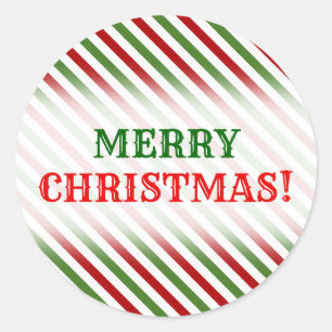 Adesivo Redondo Natal; Padrão vermelho, branco e verde com risca