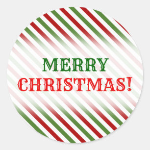 Adesivo Redondo Natal; Padrão Vermelho, Branco e Verde Strike