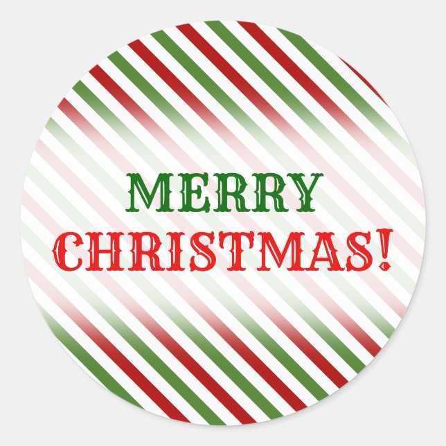 Adesivo Redondo Natal; Padrão Vermelho, Branco e Verde Strike (Frente)