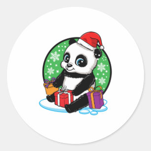 Adesivo Redondo Natal Panda Winter Férias Animal Love