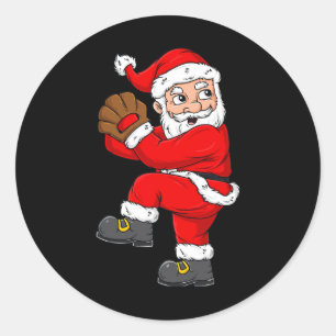 Adesivo Redondo Natal Papai Noel Baseball Pitcher Boys T