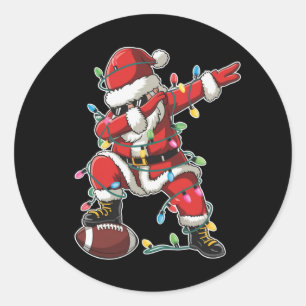 Adesivo Redondo Natal Papai Noel Dabbing Futebolista Xmas Futebol