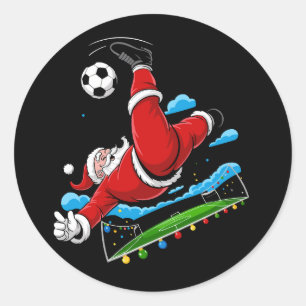 Adesivo Redondo Natal Papai Noel Futebol Bicicleta Chute Natal Esp