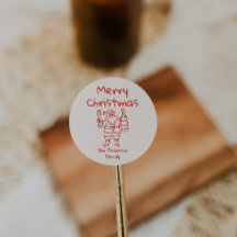 Natal Papai Noel Vermelho Desenhado à Mão Feliz Na