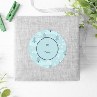 Adesivo Redondo Natal para a neve das árvores azuis