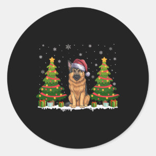 Adesivo Redondo Natal para Papais noeis de Cachorro German shepher