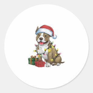 Adesivo Redondo Natal para Papais noeis de iluminação Pitbull Terr