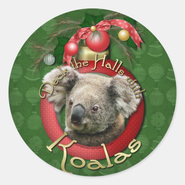 Adesivo Redondo Natal - Passe os corredores - Koalas (Frente)