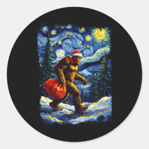 Adesivo Redondo Natal Pé Grande Natal Divertido Sasquatch Acredite