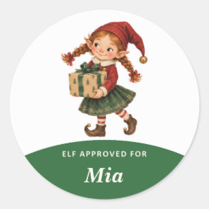 Adesivo Redondo Natal Personalizado Aprovado pelo Elfo