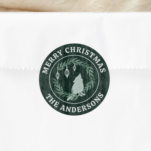 Adesivo Redondo Natal Personalizado do Cardeal Feriado (Criador carregado)