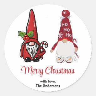 Adesivo Redondo Natal Personalizado dos Gnomos Clássicos