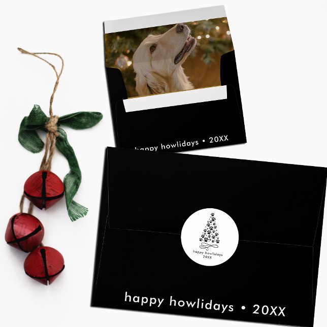 Adesivo Redondo Natal Personalizado Engraçado de Cachorro Feliz Qu (Criador carregado)