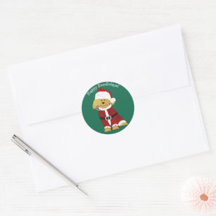 Adesivo Redondo Natal personalizado Goldendoodle Papai Noel