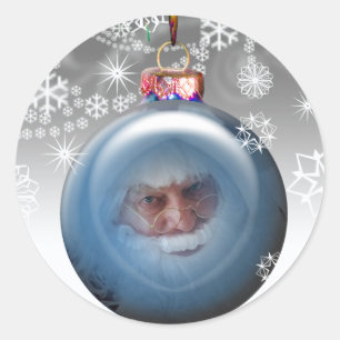 Adesivo Redondo Natal Personalizável para Ornamento de Fotografia