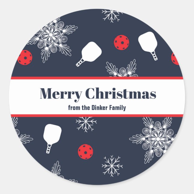 Adesivo Redondo Natal 💙 picleball azul Elegante (Frente)