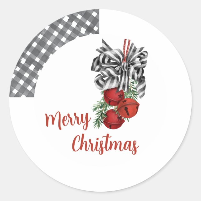 Adesivo Redondo Natal Preto e Branco (Frente)