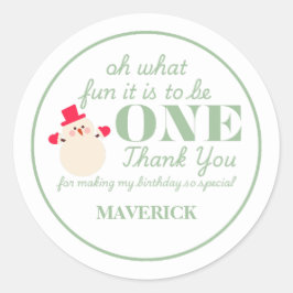 Adesivo Redondo Natal Que Divertido Primeiro Aniversário