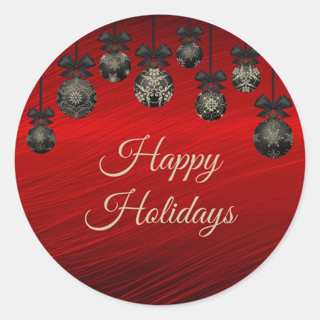 Adesivo Redondo Natal Red Black Elegante Feriados no inverno (Frente)