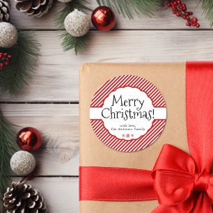 Adesivo Redondo Natal Red Candy Candy Strike Holiday Scalloped