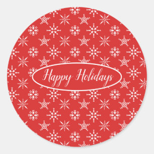 Adesivo Redondo Natal Red White Holidays Moderno