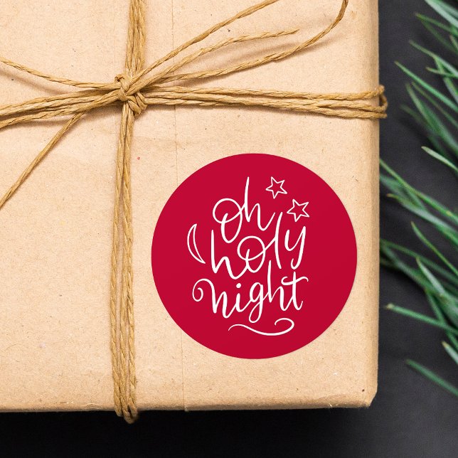 Adesivo Redondo Natal religioso da Noite Vermelha e Branca (Criador carregado)